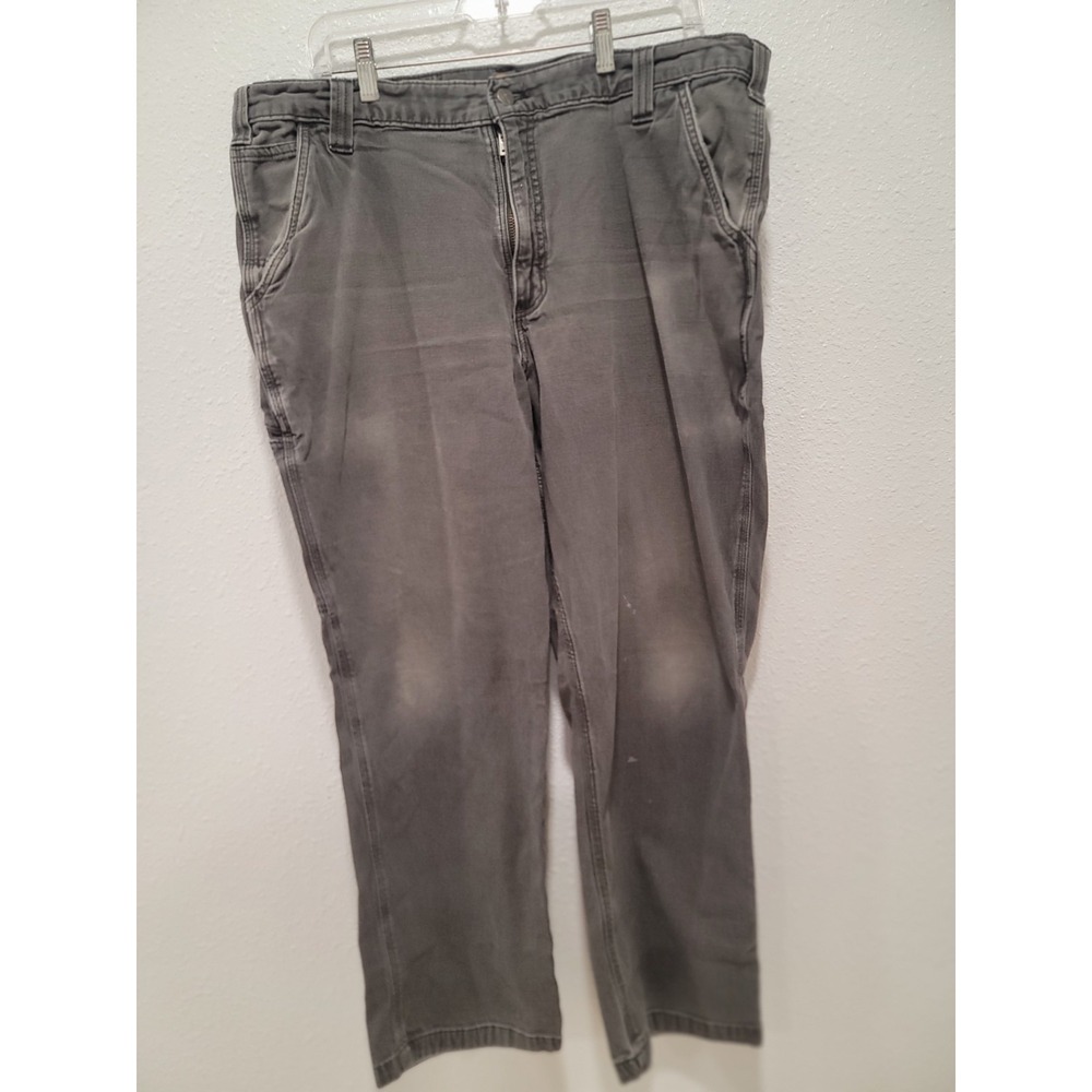 Carhartt canvas relaxed fit gray 40x30 distressed logger pants